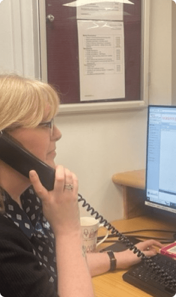 Self Employed Contractors Team Member on the phone